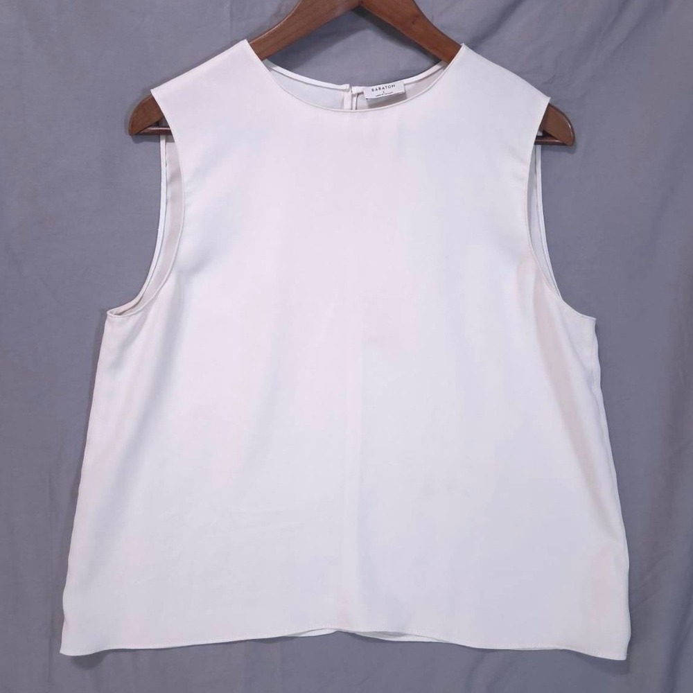 Aritzia Babaton Sleeveless Chiffon Blouse Sz L‎ Top White Minimalist Career